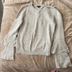 J.Crew Gray Ruffled Sleeve Sweater EUC